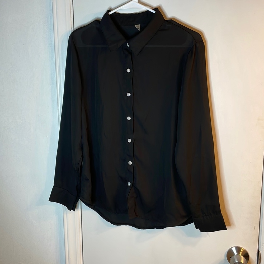Sheer black button up blouse
